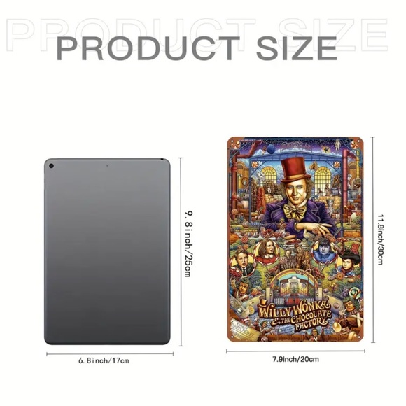 🆕 Vintage Willy Wonka & The Chocolate Factory Artwork, Indoor/Outdoor Tin Logo - Picture 3 of 7